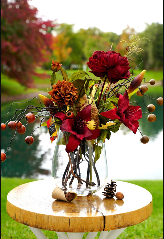 Dahlias Lillies and Large China Berries